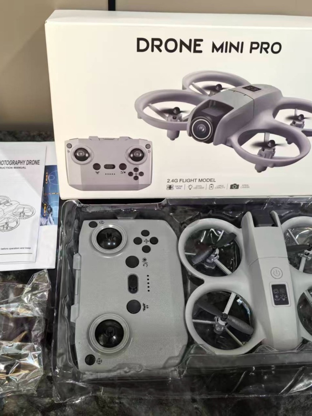 Drone Mini Pro Quadcopter in Light Gray with Camera